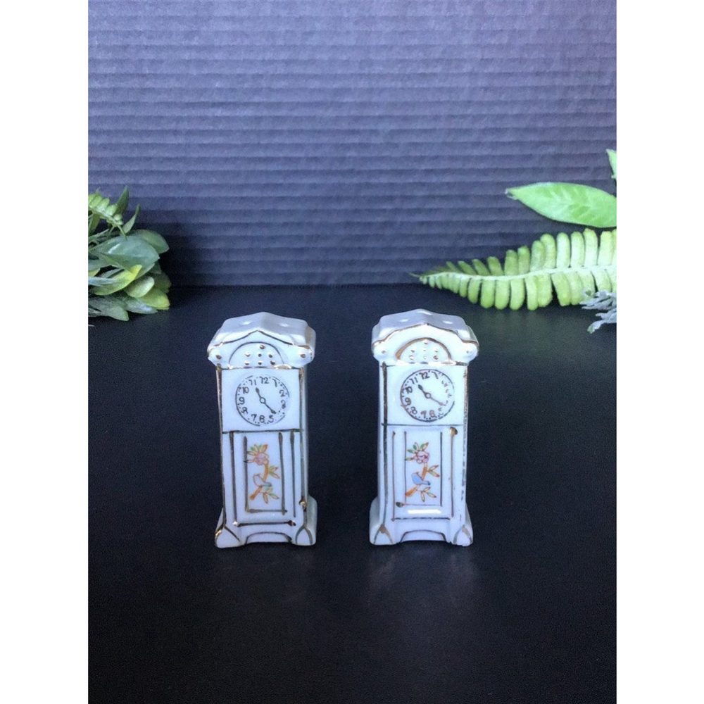 Vintage Bily Brothers Grandfather Clock Salt and Pepper Shakers